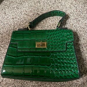 Green Faux Alligator Skin Statement purse/ handbag - twist close
